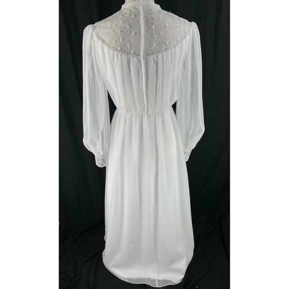 Alessandro Bridals Vtg 60s Union Wedding Dress Beaded Lace Boho Hippie Chiffon - Picture 7 of 16